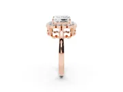 Princess Cut Scalloped Cluster Halo Engagement Ring Setting | Plain Band | Rose Gold