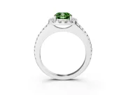 Cushion Cut Pave Halo Engagement Ring Setting for a Fancy Green Lab-Grown Diamond | Pave Band | White Gold