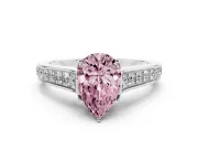 Pear-Shaped Graduated Pavé Engagement Ring Setting for a Fancy Pink Lab-Grown Diamond | White Gold