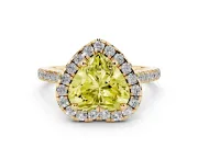 Heart-Shaped Halo Engagement Ring Setting for a Fancy Yellow Lab-Grown Diamond | Tapered Band | Yellow Gold