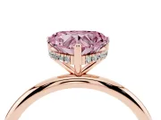 Heart-Shaped Micro-Prong Hidden Halo Engagement Ring Setting for a Fancy Pink Lab-Grown Diamond | Plain Band | Rose Gold