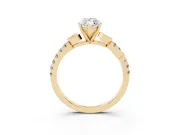 Marquise Leaf Pavé Engagement Ring Setting | Leaf Motif Shoulders | Yellow Gold