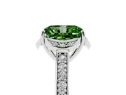 Fancy Green Radiant Cut Diamond Halo Ring Set in Platinum with Channel Set Band and Prong Setting