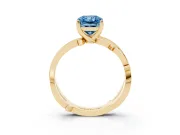 Fancy Blue Radiant Cut Diamond Pavé Twist Band Solitaire Ring Set in Yellow gold with Prong Setting