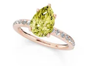 Pear-Shaped Hidden Halo Engagement Ring Setting for a Fancy Yellow Lab-Grown Diamond | Rose Gold