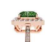 Radiant Cut Halo Engagement Ring Setting for a Fancy Green Lab-Grown Diamond | Polished Halo Rim | Rose Gold