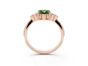 Fancy Green Radiant Cut Diamond Cluster Ring Set in Rose gold with Beaded Band