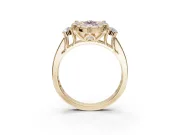 Marquise Halo Engagement Ring Setting for a Fancy Pink Lab-Grown Diamond | Graduated Channel Band | Yellow Gold