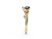 Heart-Shaped Leaf Pavé Engagement Ring Setting for a Black Center | Yellow Gold