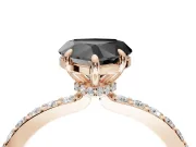 Heart-Shaped Hidden Halo Engagement Ring Setting for a Black Center | Pavé Band | Rose Gold