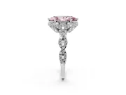 Marquise Milgrain Halo Engagement Ring Setting for a Fancy Pink Lab-Grown Diamond | Graduated Shoulders | White Gold