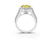 Fancy Yellow Princess Cut Diamond Halo Engagement Ring Set in White gold with Split Shank and Prong Setting