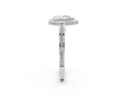 Pear Cut Diamond Halo Pavé Split Shank Ring Set in Silver with Prong Setting
