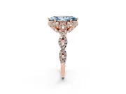 Marquise Milgrain Halo Engagement Ring Setting for a Fancy Blue Lab-Grown Diamond | Graduated Shoulders | Rose Gold
