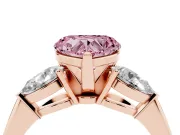 Heart-Shaped 3-Stone Engagement Ring Setting for a Fancy Pink Lab-Grown Diamond | Rose Gold