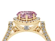 Heart-Shaped Halo Engagement Ring Setting for a Fancy Pink Lab-Grown Diamond | Pointed Pave Shoulders | Yellow Gold