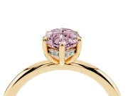 Fancy Pink Marquise Cut Diamond Solitaire Ring Set in Yellow gold with Thin Band and Prong Setting