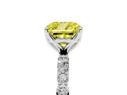 Cushion Cut Pave Solitaire Engagement Ring Setting for a Fancy Yellow Lab-Grown Diamond | Slim Band | Sterling Silver