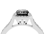 Radiant Cut Pavé Halo Engagement Ring Setting for a Black Center | Sterling Silver