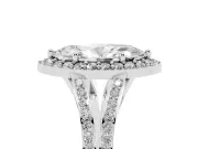 Marquise Halo Engagement Ring Setting | V-Split Pavé Band | Sterling Silver