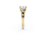 Oval Cut Diamond Three-Stone Ring Set in Yellow gold with Prong Setting and Classic Band