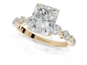 Radiant Cut Graduated Side Stone Engagement Ring Setting | Individually Seated | Yellow Gold