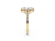 Marquise Hidden Halo Solitaire Engagement Ring Setting | Shared Prong Band | Yellow Gold