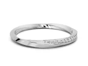 Round Lab-Grown Diamond Pavé Ribbon Twist Wedding Band | Polished Turn | White Gold