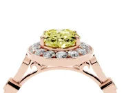 Oval Halo Engagement Ring Setting for a Fancy Yellow Lab-Grown Diamond | Bezel Stations | Rose Gold