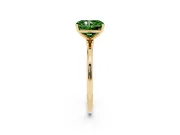 Fancy Green Radiant Cut Diamond Solitaire Engagement Ring Set in Yellow gold with Thin Band and Prong Setting