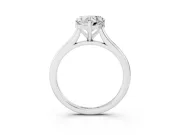 Heart Cut Diamond Solitaire Ring Set in Silver with Cathedral Band and Prong Setting