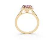 Oval Halo Engagement Ring Setting for a Fancy Pink Lab-Grown Diamond | Plain Polished Band | Yellow Gold