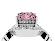 Princess Cut Infinity Twist Engagement Ring Setting for a Fancy Pink Lab-Grown Diamond | Pavé Ribbons | Sterling Silver