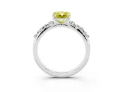 Fancy Yellow Radiant Cut Diamond Cluster Solitaire Ring Set in White gold with Prong Setting