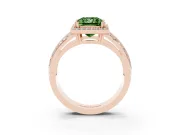 Princess Cut Halo Engagement Ring Setting for a Fancy Green Lab-Grown Diamond | Two-Row Pave Split Shank | Rose Gold