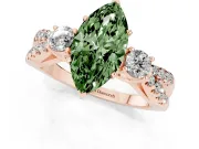 Marquise Three Stone Engagement Ring Setting for a Fancy Green Lab-Grown Diamond | Rose Gold