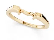 Notched Contour Wedding Band | Squared Collars and Wavy Bridge | Yellow Gold