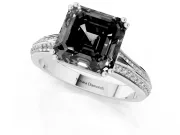 Asscher Cut Split Shank Engagement Ring Setting for a Black Center | Pavé Band | Sterling Silver