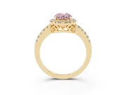 Oval Halo Engagement Ring Setting for a Fancy Pink Lab-Grown Diamond | Pavé Band | Yellow Gold