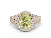 Oval Halo Pavé Engagement Ring Setting for a Fancy Yellow Lab-Grown Diamond | Narrow Split Shank | Rose Gold