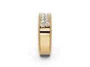 Round Lab-Grown Diamond Wide Double Row Pavé Wedding Band | Notched Side Walls | Yellow Gold