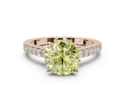 Round Pavé Solitaire Engagement Ring Setting for a Fancy Yellow Lab-Grown Diamond | Crossover Gallery | Rose Gold