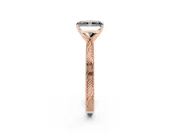 Fancy Black Radiant Cut Diamond Solitaire Milgrain Engraved Band Set in Rose gold with Prong Setting