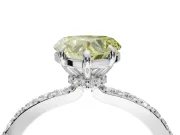 Heart-Shaped Hidden Halo Engagement Ring Setting for a Fancy Yellow Lab-Grown Diamond | Pavé Band | Platinum