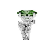Fancy Green Oval Cut Diamond Solitaire Ring Set in Silver with Marquise Twist Band and Prong Setting