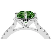 Cushion Cut Floral Petal Engagement Ring Setting for a Fancy Green Lab-Grown Diamond | Petal Accents | Sterling Silver