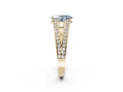 Oval Split Shank Pavé Engagement Ring Setting for a Fancy Blue Lab-Grown Diamond | Yellow Gold
