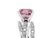 Princess Cut Twisted Pavé Engagement Ring Setting for a Fancy Pink Lab-Grown Diamond | Platinum