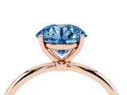 Round Thin Solitaire Engagement Ring Setting for a Fancy Blue Lab-Grown Diamond | Straight Plain Band | Rose Gold
