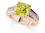 Asscher Cut Channel-Set Engagement Ring Setting for a Fancy Yellow Lab-Grown Diamond | Rose Gold